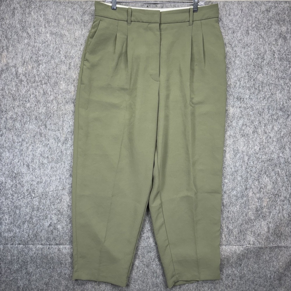 Wilfred Aritzia Wide Leg Pleated Effortless Pants Women's 16 Green High Rise